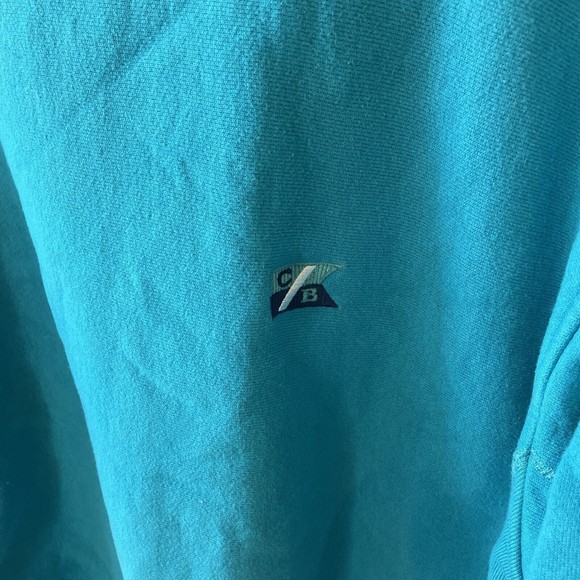 Vintage Teal Blue Thick CB Cutter Buck Long Sleeve Mock Neck Sweatshirt … - Picture 3 of 11